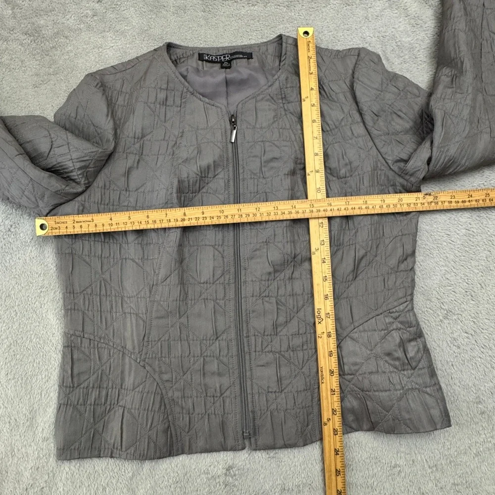 Kasper‎ NWT Women's Light Weight Dress Jacket Size PL Grey Full Zip
